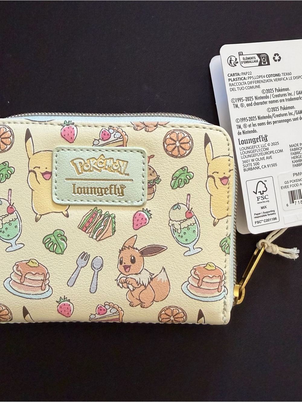 Loungefly Backpack & Wallet Set in Cream with Pikachu & Eevee - Picture 10 of 11